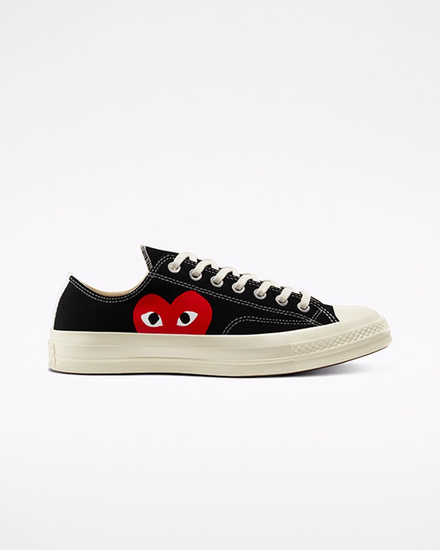 Tenis Converse x Comme des Garçons PLAY Chuck 70 Cano Baixo Masculino Pretas Branco Vermelhas | PT G015439